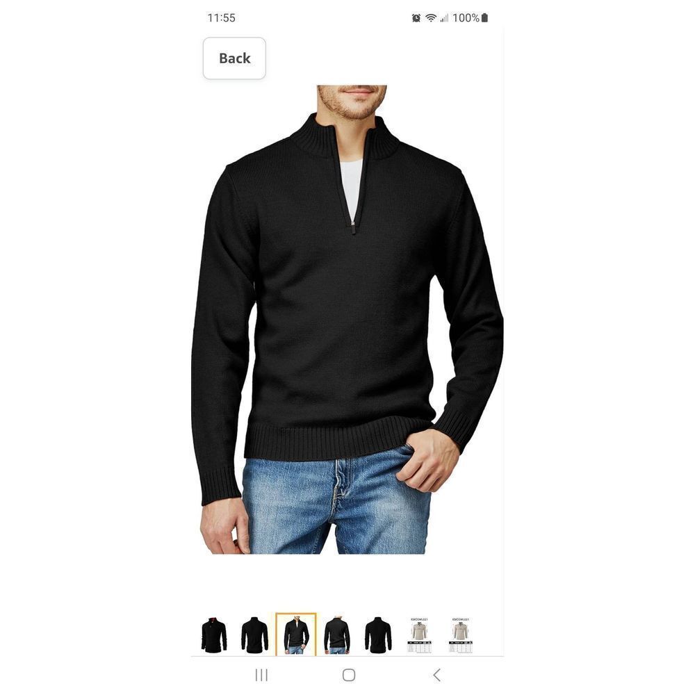 New Medium H2H Mens Casual Black Slim Fit Pullover Knit Sweater Long Sleeve NWT